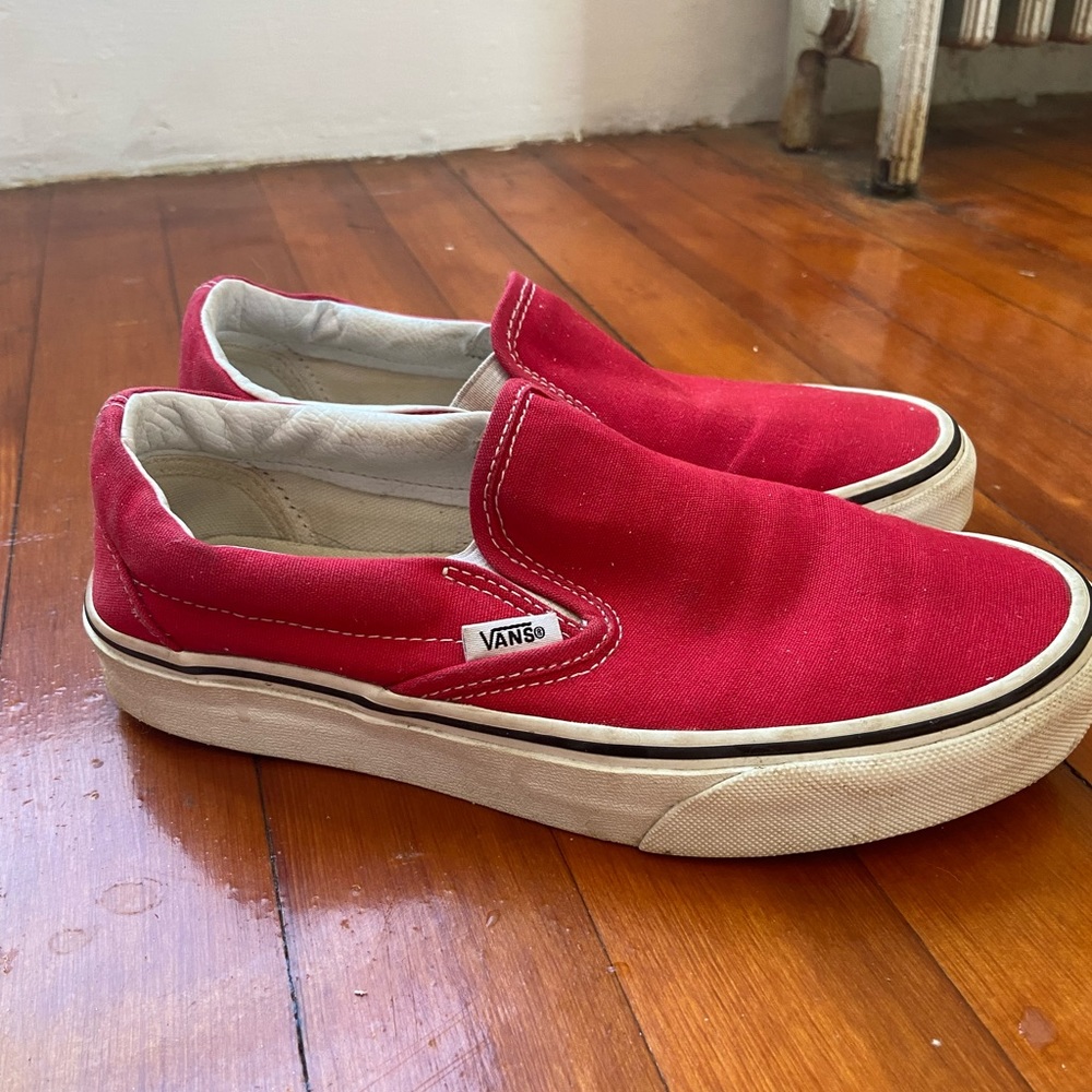 Red slip on Vans. 6.5